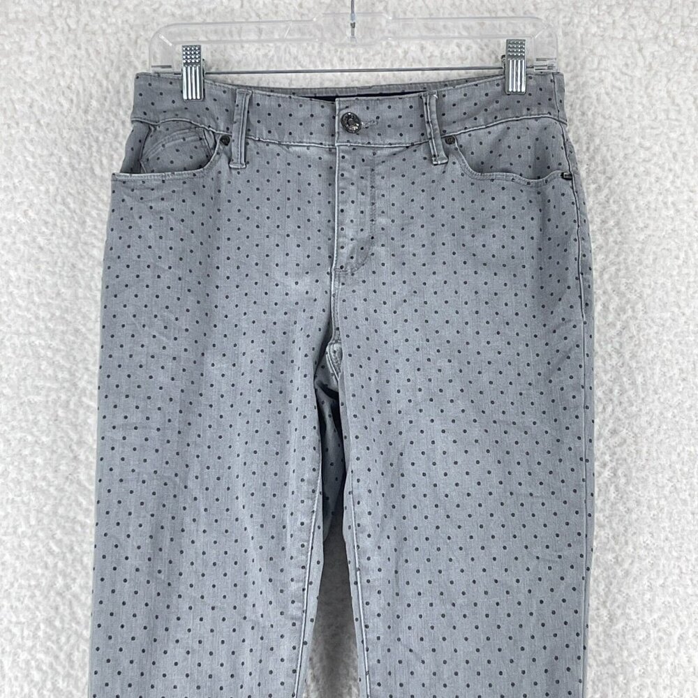 Chico's Gray Polka Dot Denim Skinny Jeans Womens Mid-Rise Casual Size XS - Picture 2 of 15